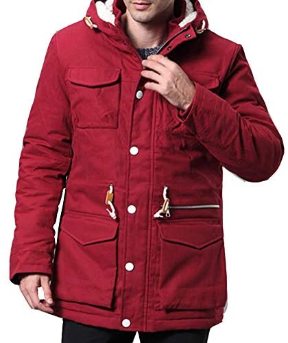 Men's Fleeced Thickened Hooded Insulated Parka Down Jacket