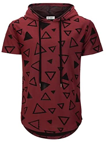 KLIEGOU Men's Hipster Hip Hop Hoodie Hole Tshirt 1705-2…