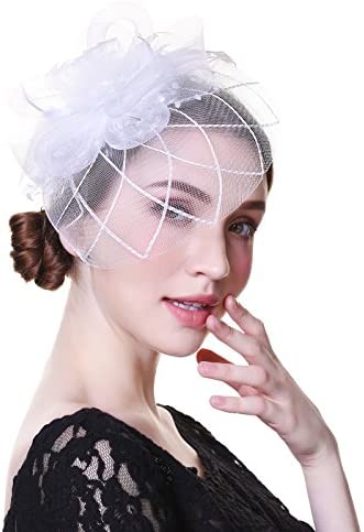 AWAYTR Fascinator Hat Mesh Flower Headwear Tea Party Hats for Woman Mesh Derby Church Cap