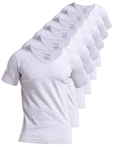 Men's 6-Pack Slim Fit Undershirts 100% Cotton Comfy V-Neck T-Shirts