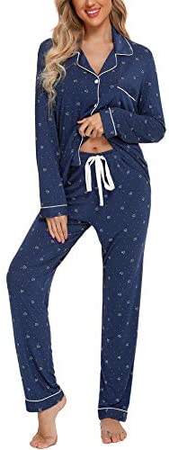 Pajamas Women's Long Sleeve Sleepwear Button Down Pj Sets Soft Loungewear Pajama Set for Women S-XXL