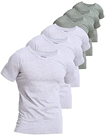 Men's 6-Pack Slim Fit Undershirts 100% Cotton Comfy Crew Neck T-Shirts