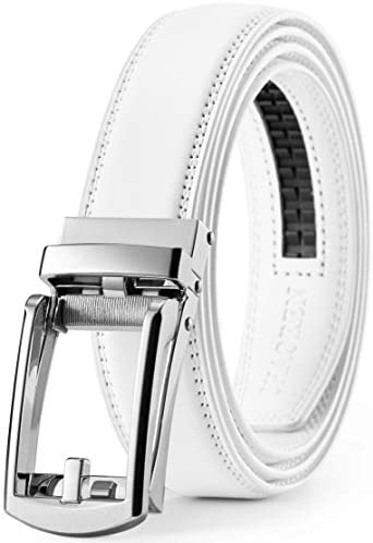 Leather Ratchet Belt 1 1/4" Comfort with Click Buckle, CHAOREN Dress Belt Adjustable Trim to Exact fit