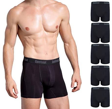 Men's 3 or 5-Pack Boxer Briefs Bamboo Rayon Ultra Soft Comfy Underwear no Fly