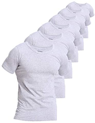 Men's 6-Pack Slim Fit Undershirts 100% Cotton Comfy Crew Neck T-Shirts