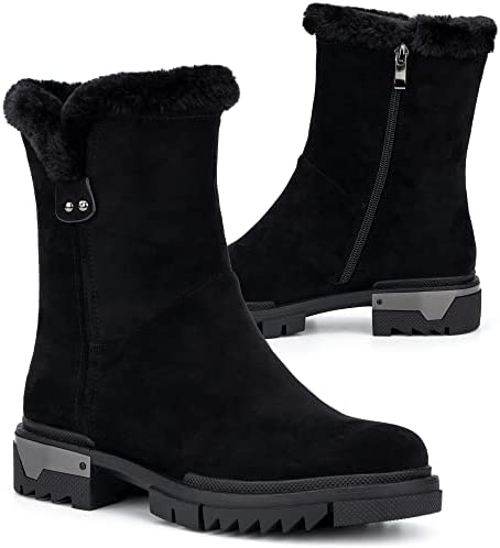 Torgeis Women’s Courtney Fashion Micro Suede Textile, Slip-On Zipper Ankle Chunky Boots, Round-Toe, Thermoplastic Rubber Outsole