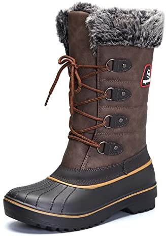 mysoft Women's Snow Boots Warm Insulated Faux Fur Lined Waterproof Mid-Calf Winter Boots