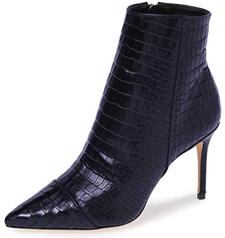 FSJ Women Sexy Lizardskin Ankle Boots Pointy Toe Slender High Heels Winter Party Shoes Size 4-15 US
