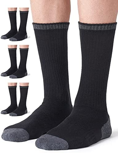 CS CELERSPORT 4 Pair Men's Merino Wool Hiking Socks Warm Boot Socks with Full Cushion Thermal Crew Socks
