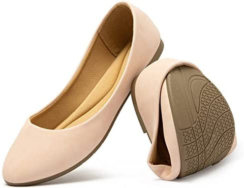 katliu Women Comfort Flats Round Toe Ballet Flats Slip on Walking Flat Shoes