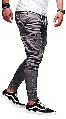 Mens Joggers Pants Casual Trousers - Cargo Pants Athletick Long Patns Pocket Running Workout