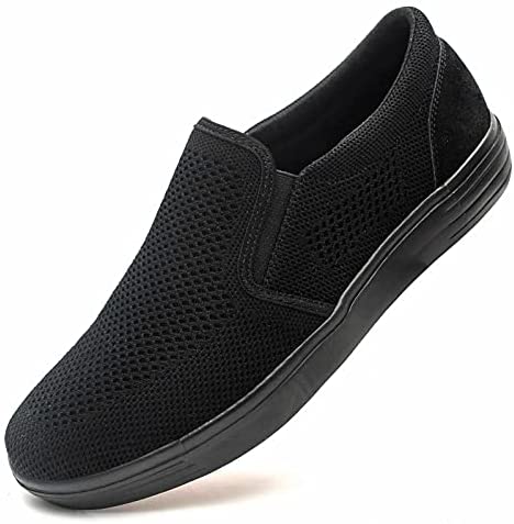 konhill Men's Slip on Fashion Sneaker - Classic Breathable Knit Loafers Skate Shoes