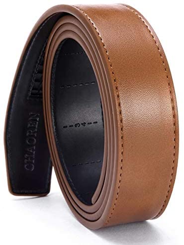 CHAOREN Ratchet Belt Replacement Strap 1 3/8”, Genuine Leather Belt Casual for 40MM Slide Click Buckle
