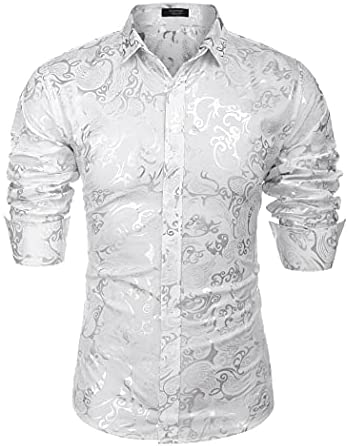 Men's Luxury Design Shirts Floral Dress Shirt Casual Button Down Shirts