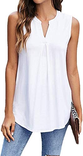 Aoysky Women's V Neck Basic Tank Tops Summer Sleeveless Casual Loose Shirts Blouse