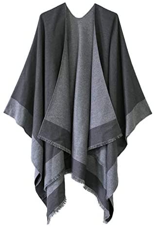Women's Shawl Wrap Poncho Ruana Cape Cardigan Open Front Coat for Fall Winter Holiday