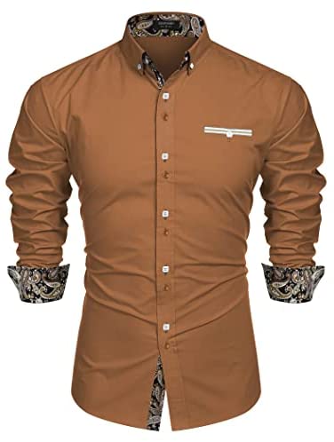 Men's Dress Shirt Long Sleeve Casual Button Down Shirts