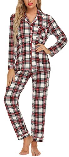Pajamas Women's Long Sleeve Sleepwear Button Down Pj Sets Soft Loungewear Pajama Set for Women S-XXL