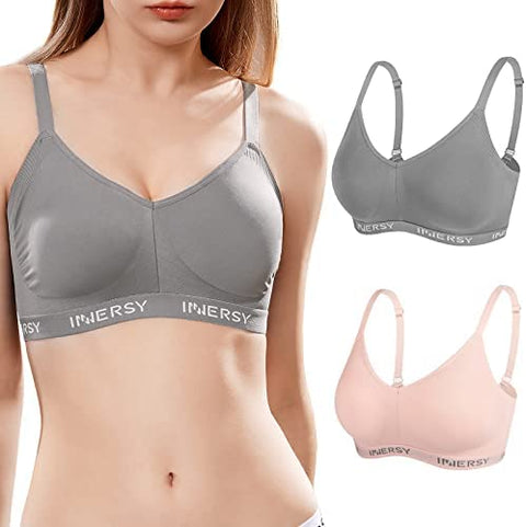 INNERSY Women’s Wireless Comfortable Everyday Bras Padded Support 2-Pack