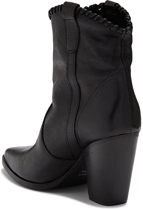 Womens Chunky Block Heel Ankle Boots Faux Leather Pointed Toe Booties High Top Comfortable Solid Shoes