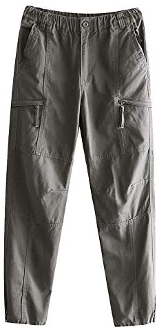 Men's Tapered Leg Elastic Waistband Button Zip Closure Outdoor Jogger Pants