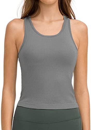 Sleeveless Racerback Tank Tops for Women Scoop Neck Slim Fit Stretchy Gym Workout Yoga Running Top