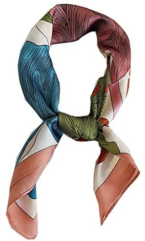 FONYVE Silk Feeling Scarf Medium Square Satin Head Scarf for Women 27.5 × 27.5 inches