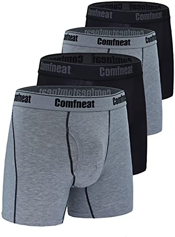 Men's 4-Pack Boxer Briefs Bamboo Rayon Ultra Soft Comfy Underwear with Fly