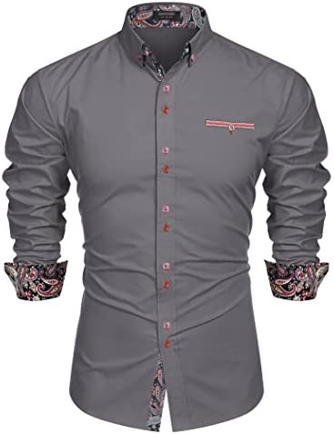 Men's Dress Shirt Long Sleeve Casual Button Down Shirts