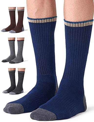 CS CELERSPORT 4 Pair Men's Merino Wool Hiking Socks Warm Boot Socks with Full Cushion Thermal Crew Socks