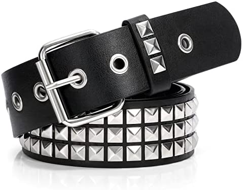 Studded Belt Metal Punk Rock Rivet Belts for Women/Men Punk Leather Belt Gothic Belt Accessories for Jeans Pants