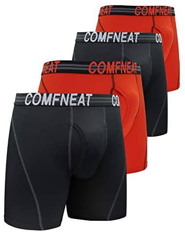 Men's Sport Boxer Briefs Performance Underwear with Fly 4-Pack