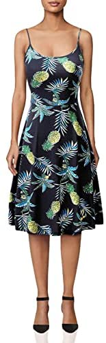 TIMSEM Women's Sleeveless Adjustable Strappy Summer Floral Flared Swing Dress