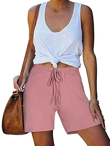 Women's Workout Shorts 5" Hiking Shorts with Zip Pockets Gym Running Athletic Shorts