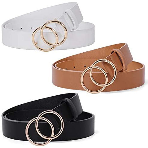 3 Pack Double Ring Belt for Women