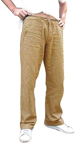 Men's Linen Casual Drawstrintg Elastic Waist Pants