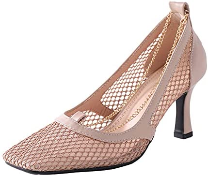 Tale Women's Diamante Fishnet Stretch Square Toe High Heels Slip On Stiletto Sandals