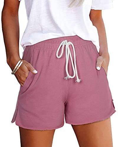 Athletic Shorts for Women Drawstring Workout Shorts Cotton Blend Casual Lounge Running Shorts with Pockets