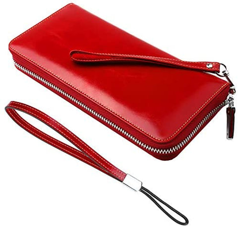 Lavemi Women's RFID Blocking Leather Zip Around Wallet Large Phone Holder Clutch Travel Purse Wristlet