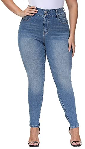 Plus Size Jeans Women Skinny High Waist Stretch Ripped Distressed Jeans Capris for Business Casual Work