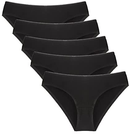 YOYI FASHION Women's Multi Packs Black Cotton Breathable Low-Rise Bikini Panties
