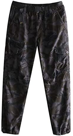 Men's Outdoor Fleece Lined Cargo Pants Winter Warm Casual Camo Printed Work Pant