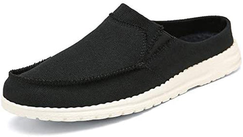 Mishansha Mens Canvas Mules Comfort House Slippers Lightweight Slip on Walking Shoes Casual Loafers