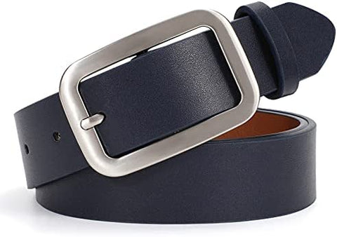 Women Leather Belts for Jeans Pants Fashion Ladies Dress Belt with Solid Pin Buckle