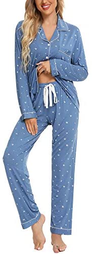 Pajamas Women's Long Sleeve Sleepwear Button Down Pj Sets Soft Loungewear Pajama Set for Women S-XXL