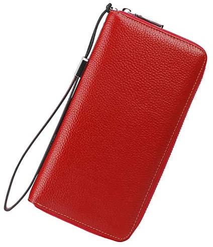Lavemi Women's RFID Blocking Leather Zip Around Wallet Large Phone Holder Clutch Travel Purse Wristlet
