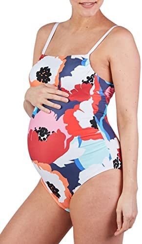Zwurew One Piece Women's Maternity Swimsuit Retro Wrap Front Pregnancy Tankini Swimwear Beachwear
