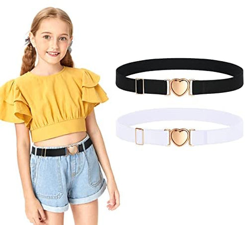 2 Pack Kids Elastic Stretch Belts Girls Belts