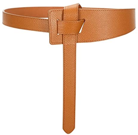 XZQTIVE Women's Genuine Leather Waist Belt for Jeans Jumpsuit Coat Fashion Tie a Knot Leather Belt Dress Belt