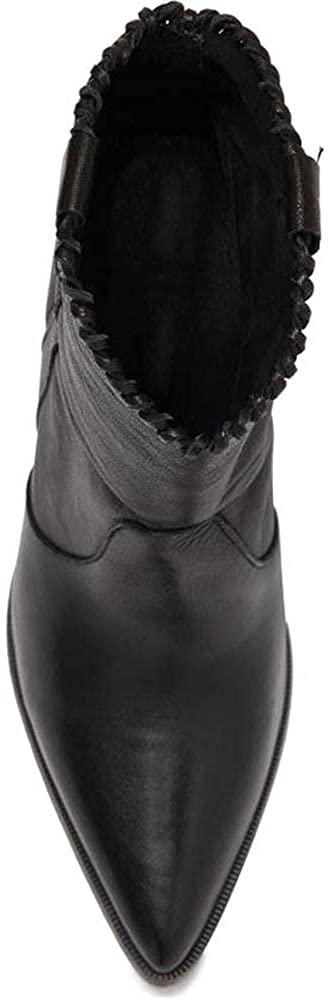 Womens Chunky Block Heel Ankle Boots Faux Leather Pointed Toe Booties High Top Comfortable Solid Shoes